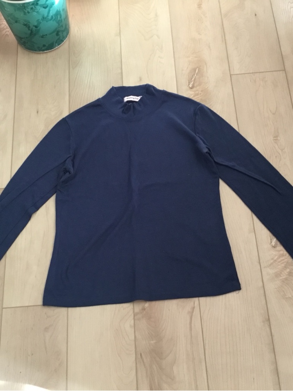 Meeting Cici Navy Mock Neck Top